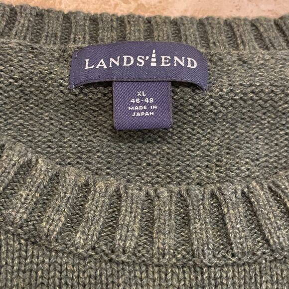 Lands’ End Japan Cotton Sweater XL | Dark Green Crewneck Quality Knit Gift Ready - Picture 8 of 8